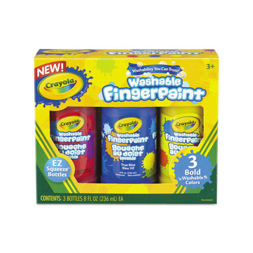 Fingerpaint, 3 CT 8-oz. Washable Bold Colors 12/ Cs