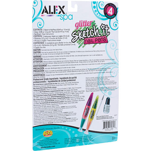 ALEX Spa Glitter Sketch It Nail Pens 2 Pack