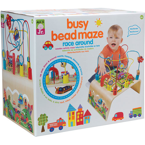 ALEX Jr. Busy Bead Maze Race Around Wooden Activity Center