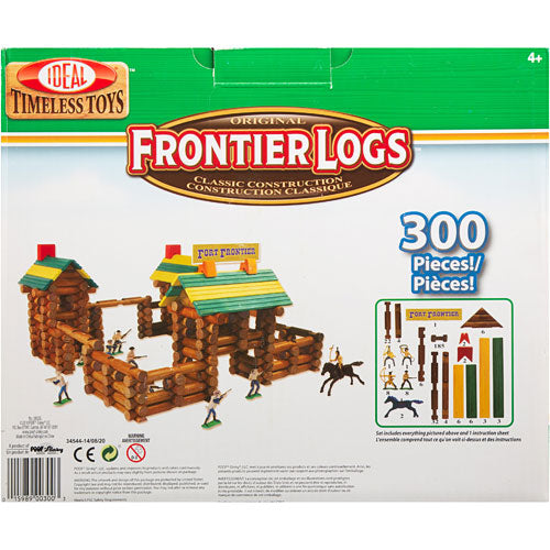 Ideal Frontier Logs 300 Piece Classic Wood Construction Set with Action Figures