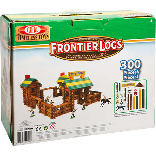 Ideal Frontier Logs 300 Piece Classic Wood Construction Set with Action Figures