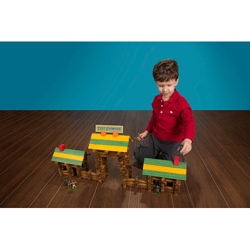 Ideal Frontier Logs 300 Piece Classic Wood Construction Set with Action Figures