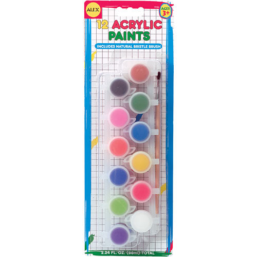 Mini Acrylic Paints (12 Paints and 1 Brush)