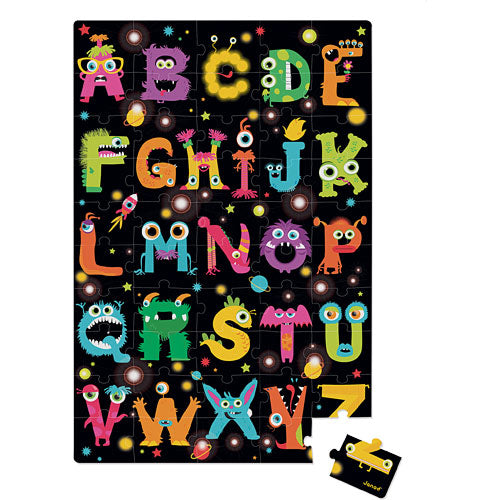 Janod Hat Box Giant Floor Puzzle-ABC Monsters