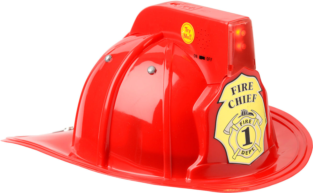 Jr. Fire Fighter, Helmet Only, Red Adj Youth Size, with Siren Light