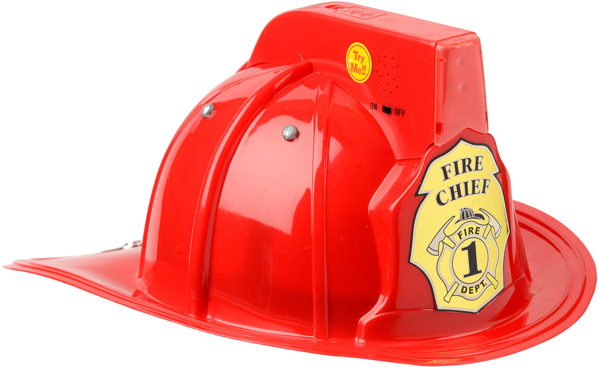 Jr. Fire Fighter, Helmet Only, Red Adj Youth Size, with Siren Light