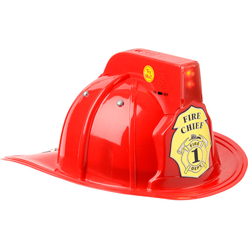 Jr. Fire Fighter, Helmet Only, Red Adj Youth Size, with Siren Light