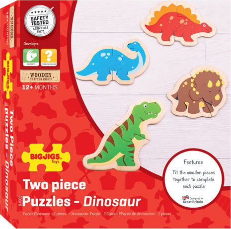 Two Piece Puzzles - Dinosaur