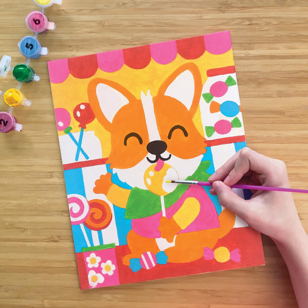 Let’s Craft Paint By Number Candy Corgi On Real Canvas