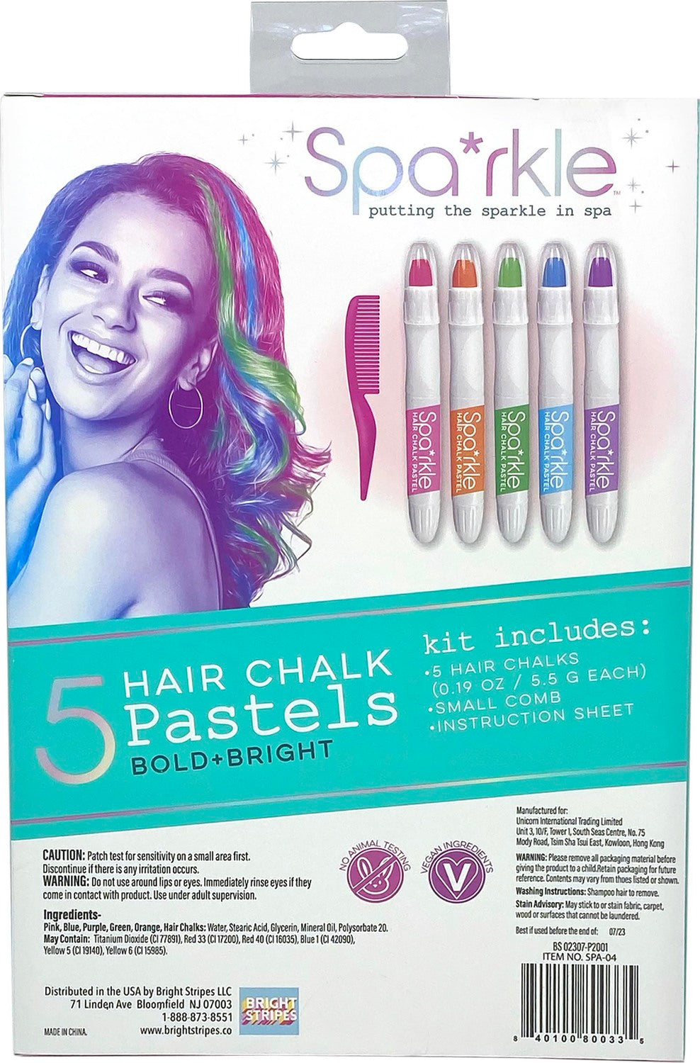 Sparkle 5 Hair Chalk Pastels In Washable Bright Colors