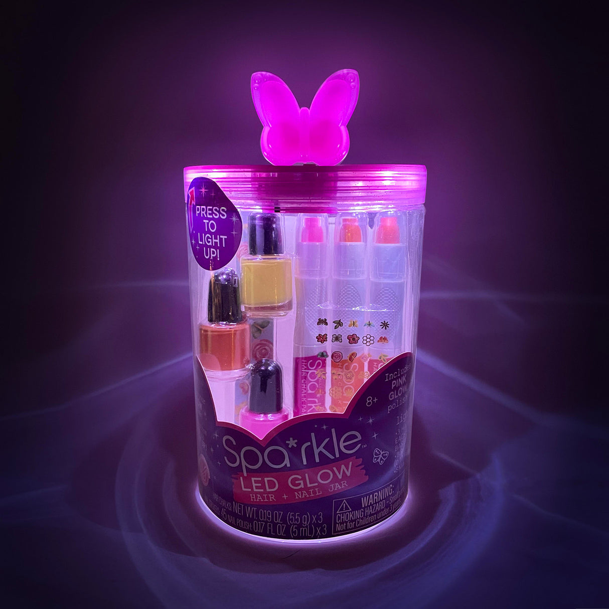 LED GLOW SPA JAR- Pink Butterfly
