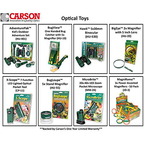 Carson AdventurePak Containing 5x30 Binocular, Lensatic Compass, Flashlight, and Whistle/Thermometer (HU-401)