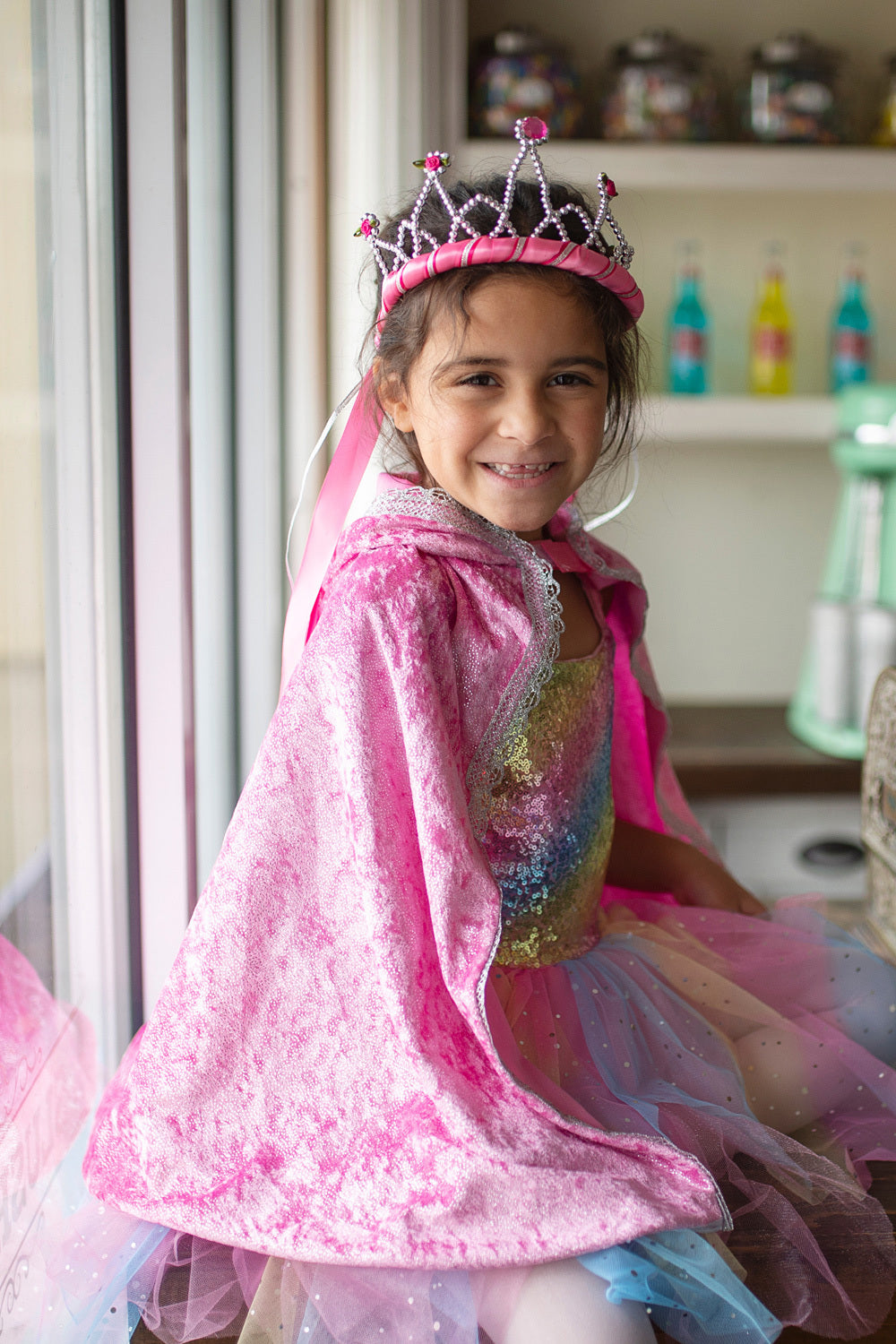 Diamond Sparkle Cape - Dark Pink (Size 5-6)