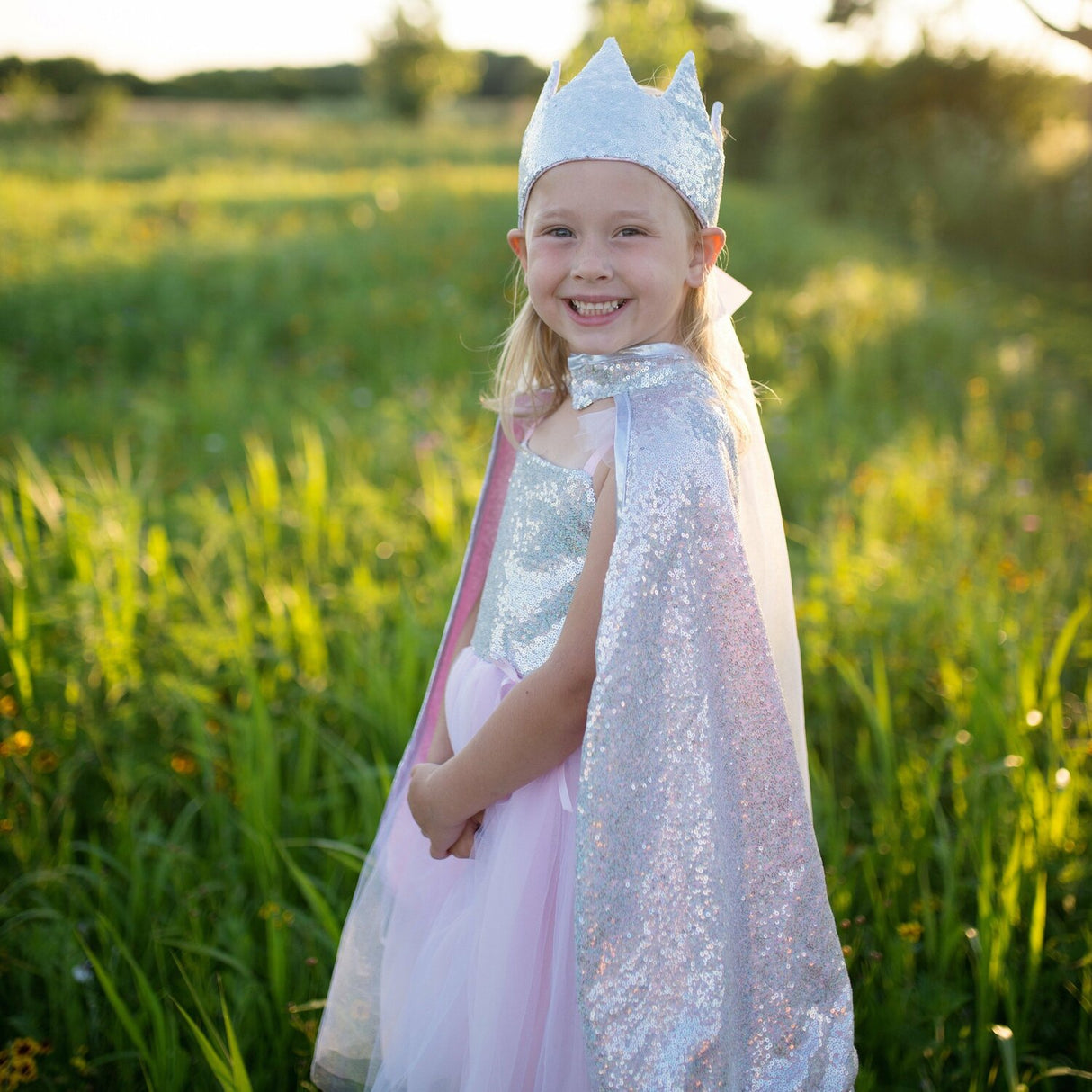 Silver Sequins Reversible Cape (Size 5-6)