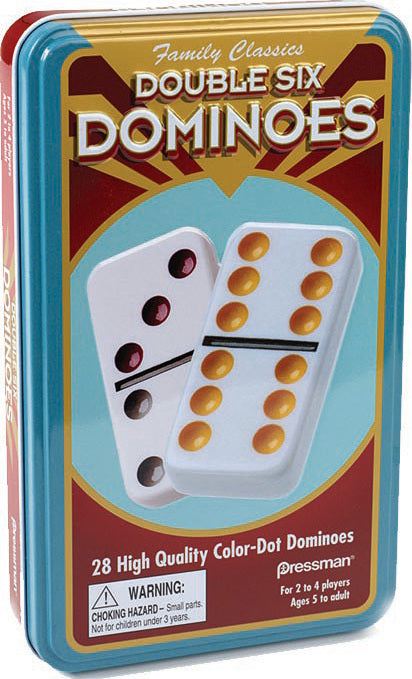 Double Six Color Dot Dominoes Tin