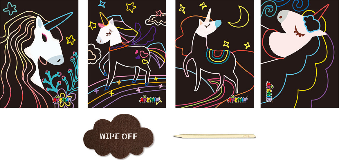 Scratch Art - 4 Magic Unicorns