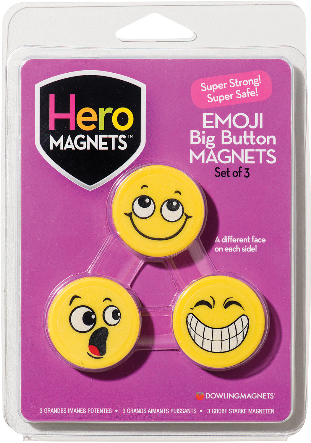 Hero Magnets Emoji Big Button Magnets, Set of 3