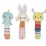 Tinkle Crinkle Stick Rattle Assortment Caterpillar, Birdie, Bunny, 5.5 In