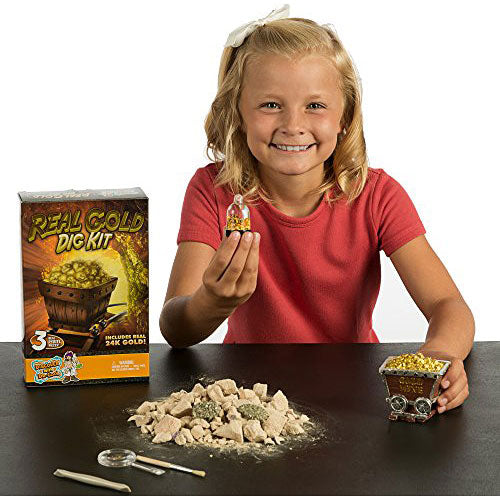 Real Gold Dig Kit - Dig Up Real Pyrite Nuggets (Vial of Real Gold Included!)