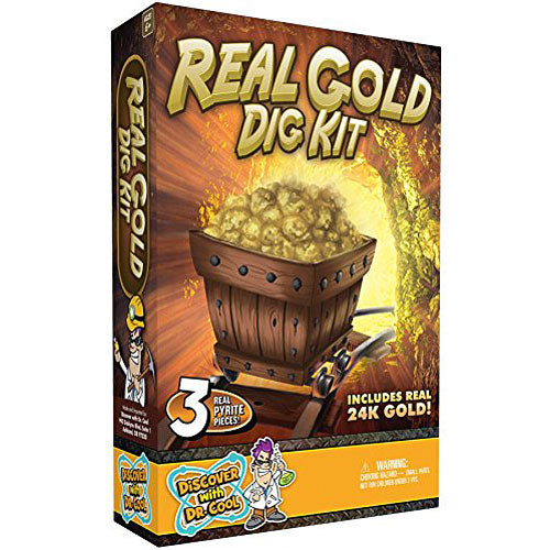 Real Gold Dig Kit - Dig Up Real Pyrite Nuggets (Vial of Real Gold Included!)