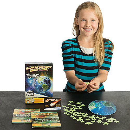 Glow in the Dark Earth and Stars Wall and Ceiling Decals