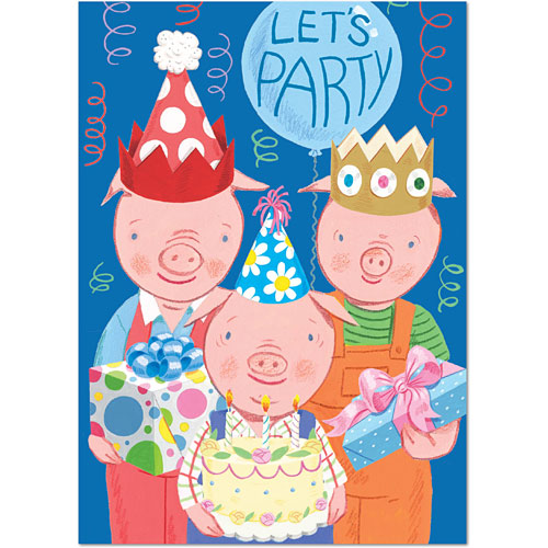 3 Little Pigs Birthday Card