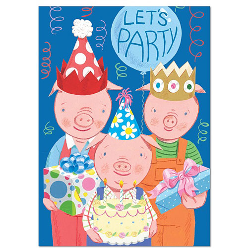 3 Little Pigs Birthday Card