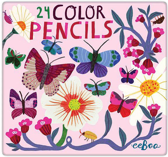 Butterflies and Flowers 24 Color Pencils