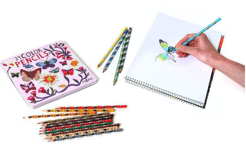 Butterflies and Flowers 24 Color Pencils