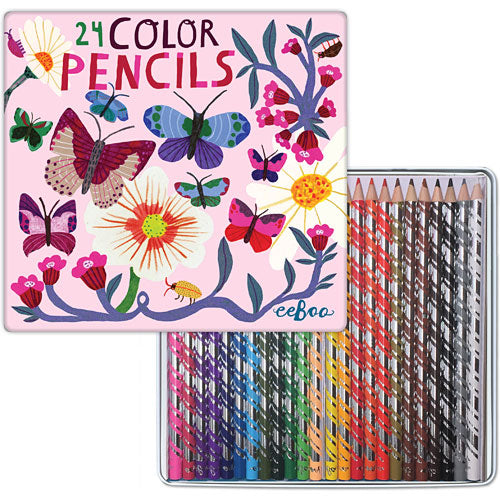 Butterflies and Flowers 24 Color Pencils