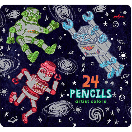 Silver Robots 24 Color Pencils