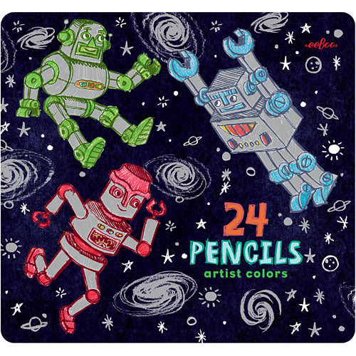 Silver Robots 24 Color Pencils