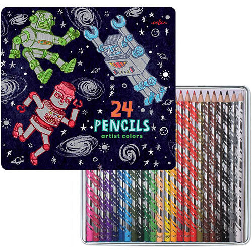 Silver Robots 24 Color Pencils