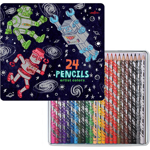 Silver Robots 24 Color Pencils