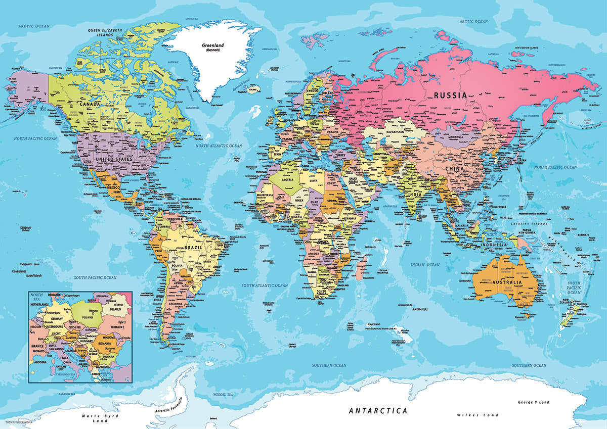 Map of the World Round Tin with 550-Piece Puzzle Puzzle