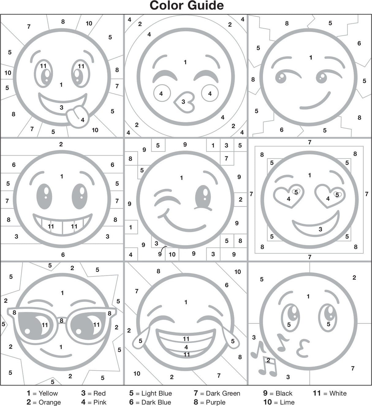 Color By Number Emoji Pop-Art