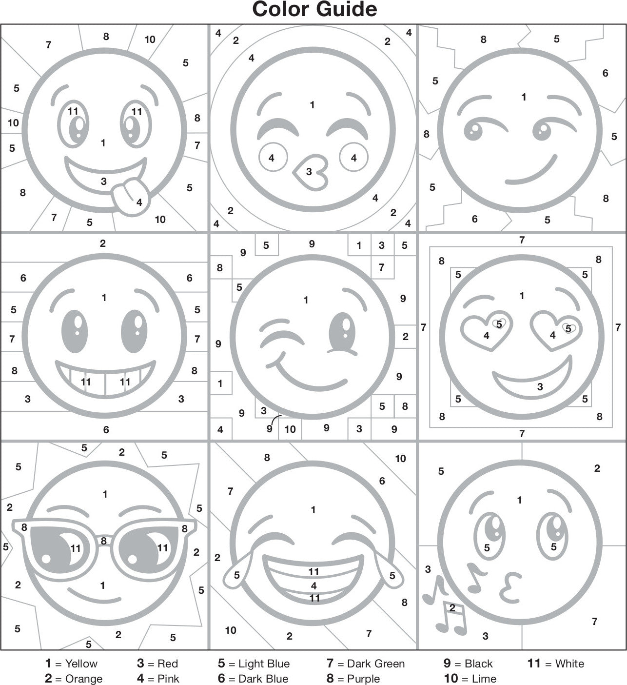 Color By Number Emoji Pop-Art