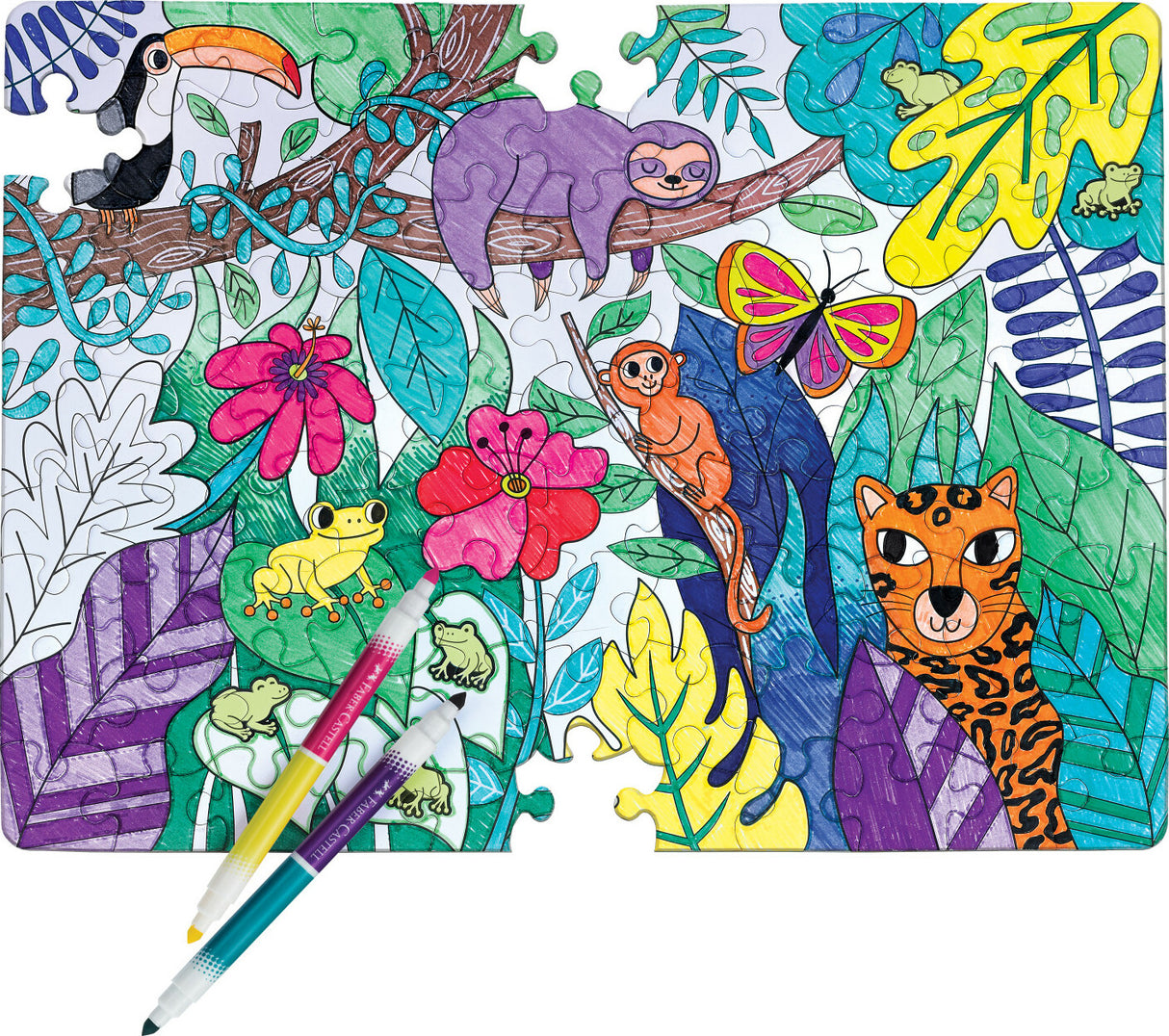 Color By Number Puzzle Jungle Animals