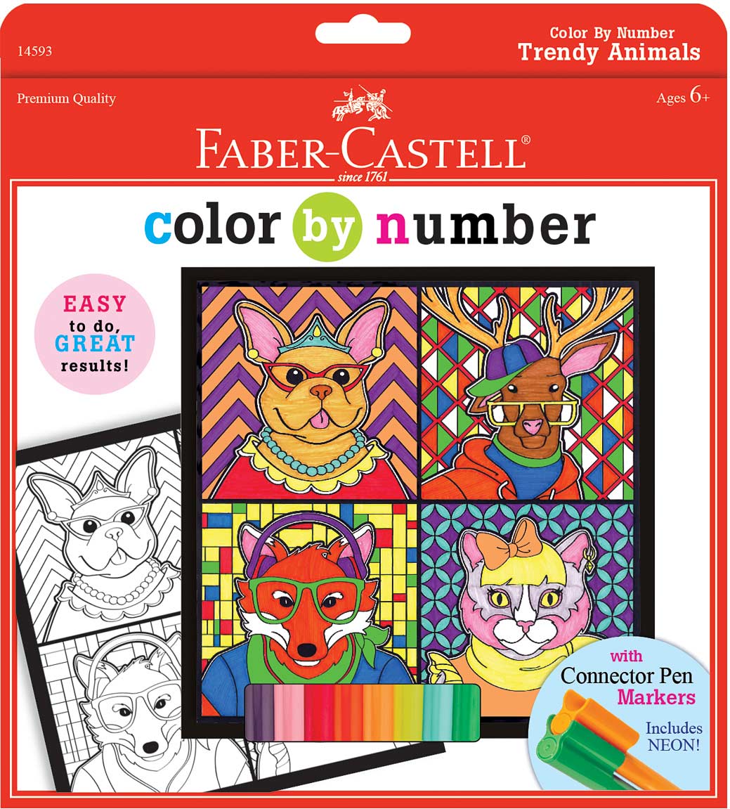Color By Number Trendy Animals