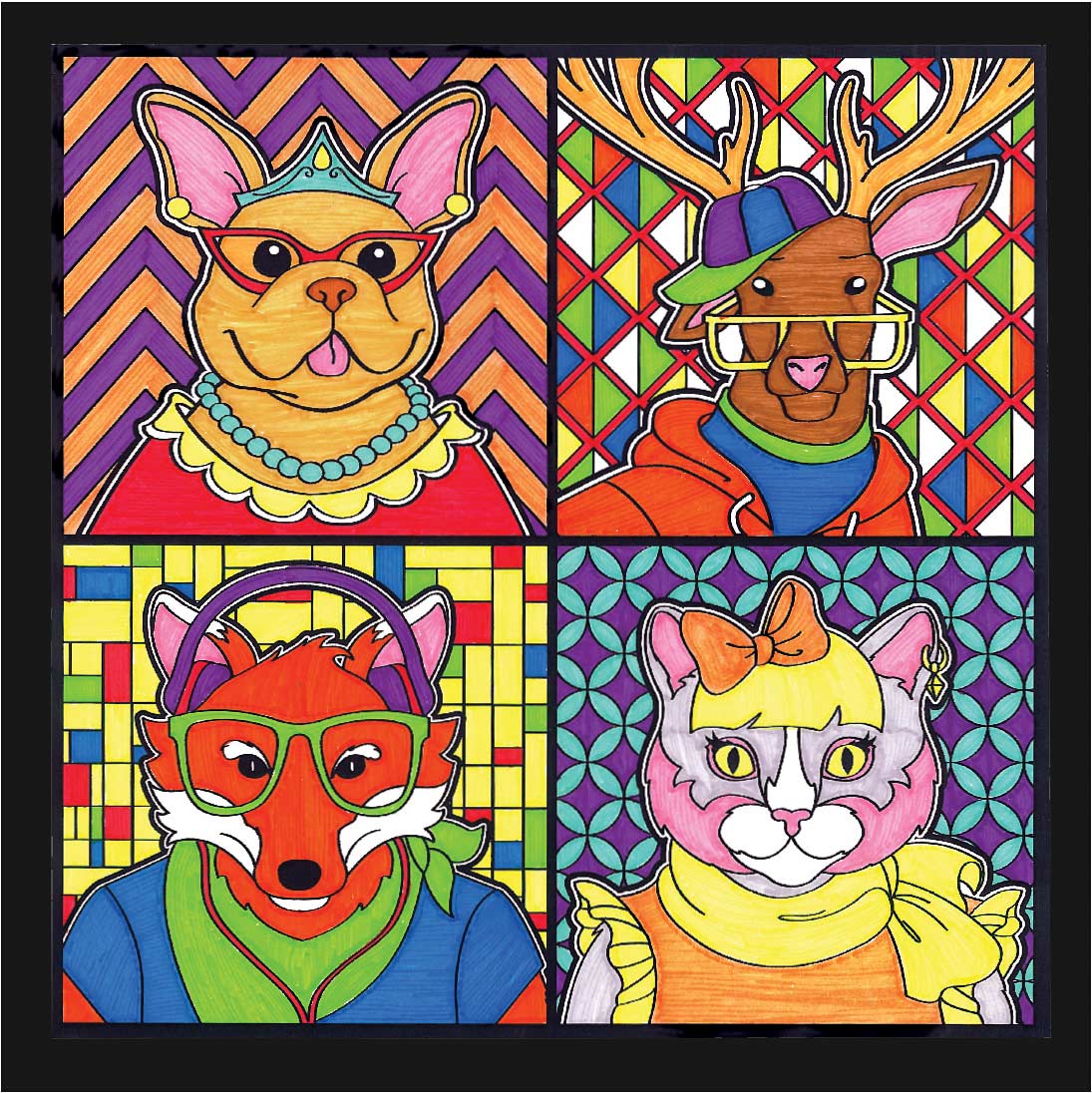 Color By Number Trendy Animals