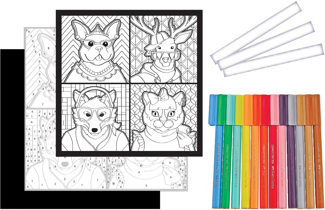 Color By Number Trendy Animals