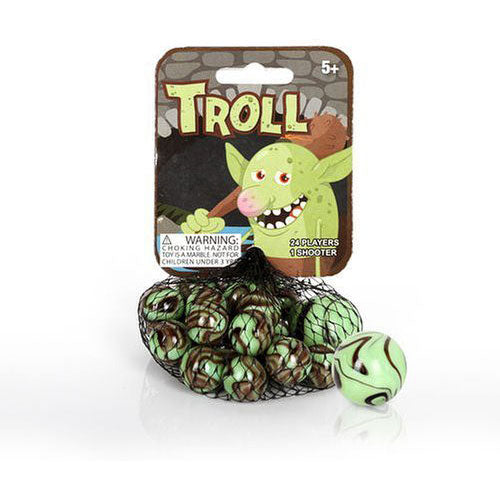 Mega Marbles - TROLL MARBLES NET (1 Shooter Marble & 24 Player Marbles)
