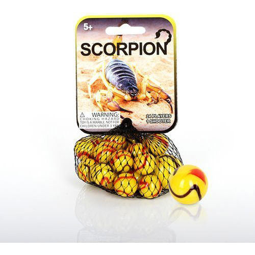Mega Marbles - SCORPION MARBLES NET (1 Shooter Marble & 24 Player Marbles)