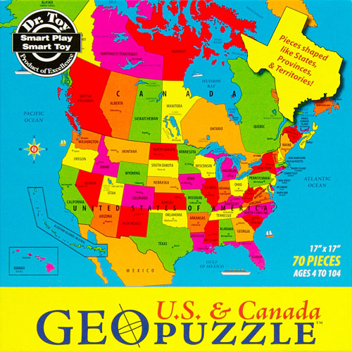 GeoPuzzle USA & Canada 69 pieces