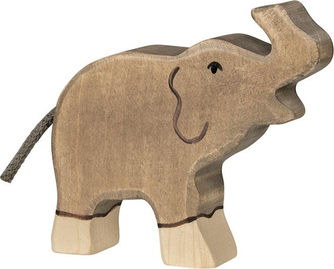 Elephant, Small, Trunk Raised - Holztiger