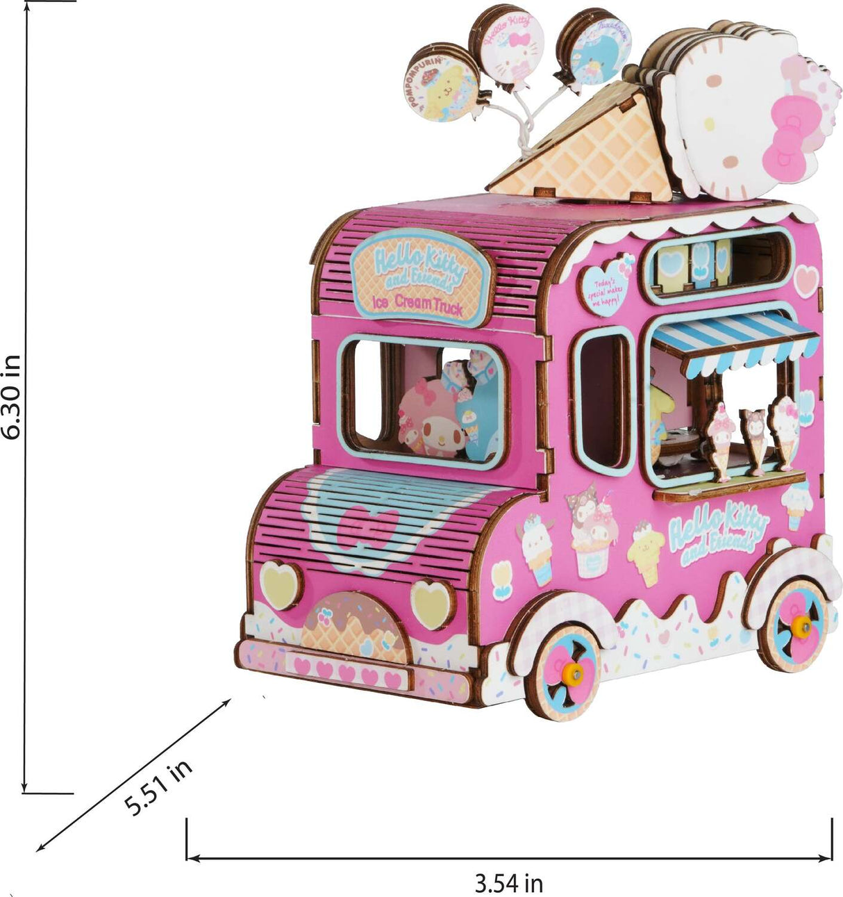 Wooden Puzzle Music Box: Hello Kitty & Friends Ice Cream Truck