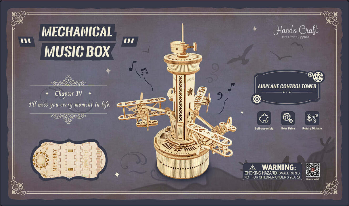 3D Wooden Puzzle Music Box - Airplane-Control Tower