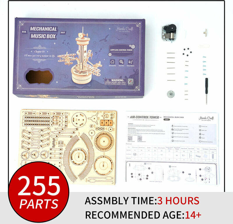 3D Wooden Puzzle Music Box - Airplane-Control Tower