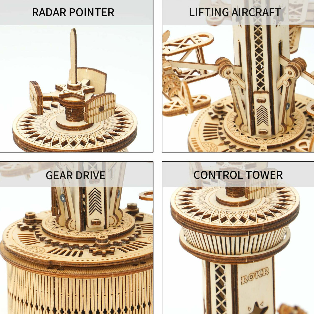 3D Wooden Puzzle Music Box - Airplane-Control Tower