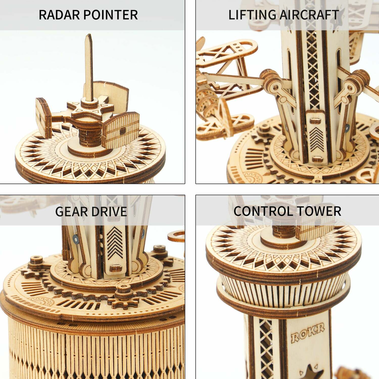 3D Wooden Puzzle Music Box - Airplane-Control Tower